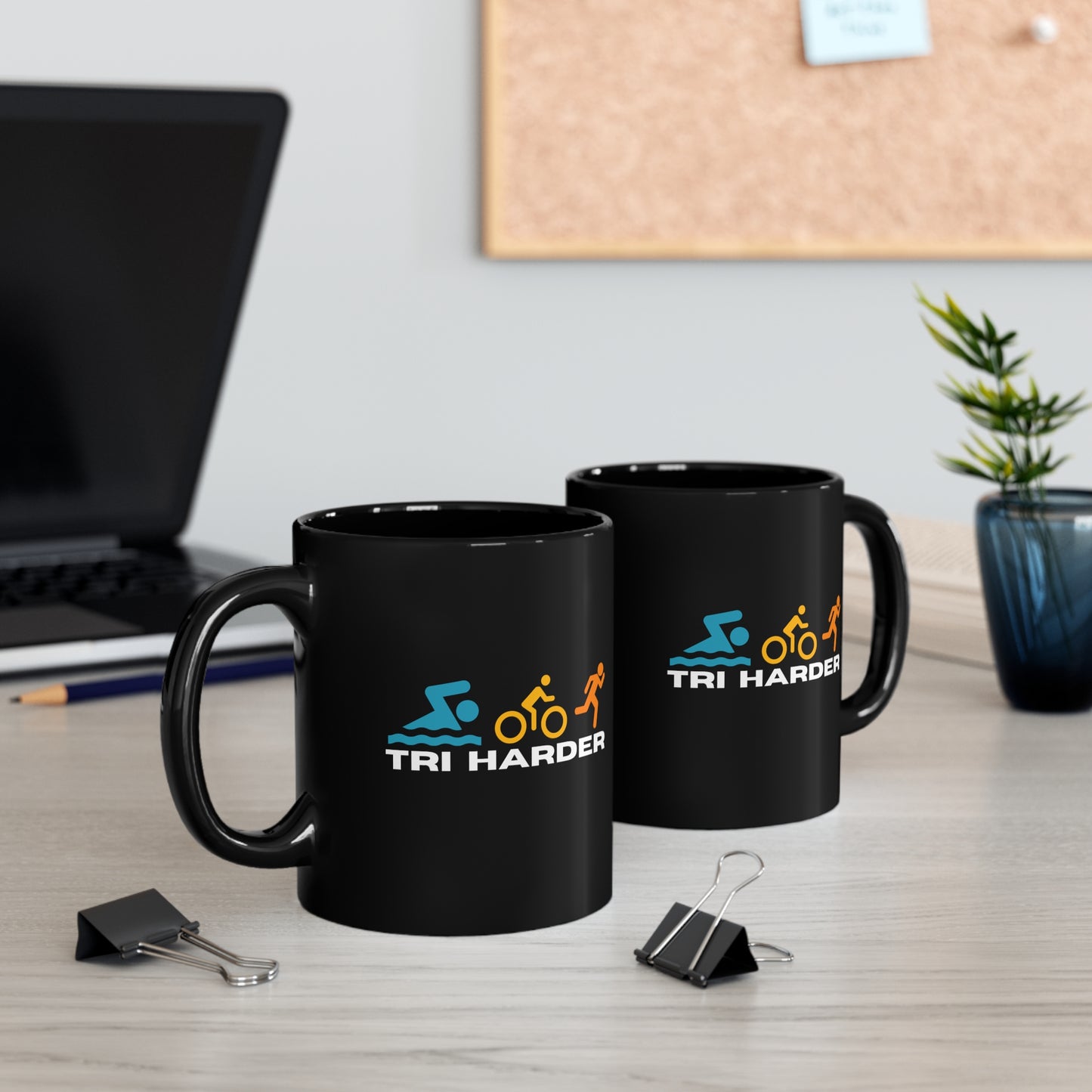 TRI HARDER 11oz Black Mug