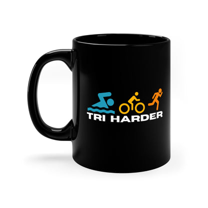 TRI HARDER 11oz Black Mug